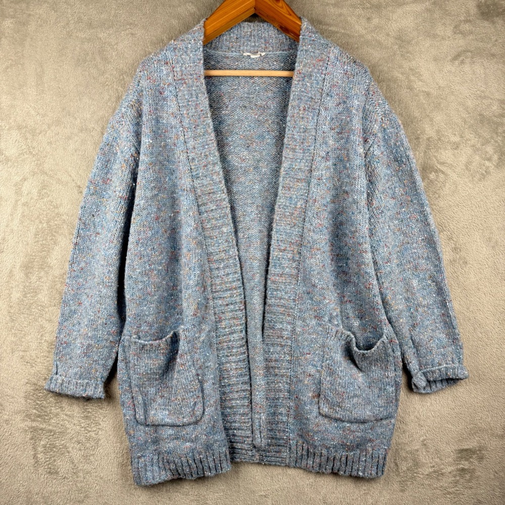 Tribal Jeans Cardigan Sweater‎ Womens 1X Basic Blue Speckled Knit Open Front
